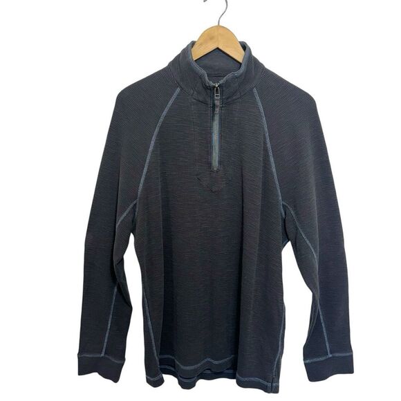 Carbon2Cobalt Grey Thermal Waffle Knit Quarter Zip Pullover, M - Picture 2 of 8